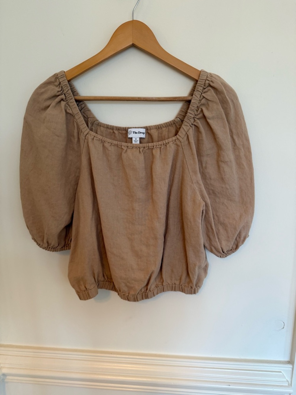 The Drop Evelyn Cropped Square Neck Bubble Top medium